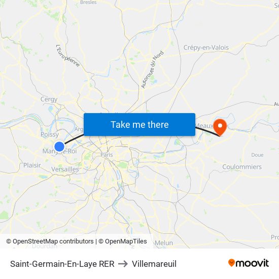 Saint-Germain-En-Laye RER to Villemareuil map