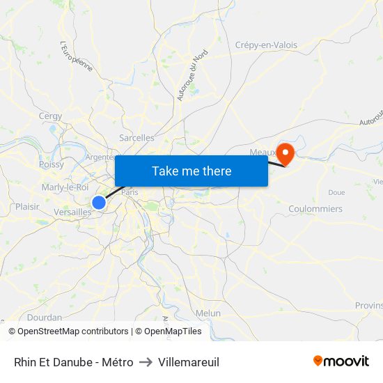 Rhin Et Danube - Métro to Villemareuil map