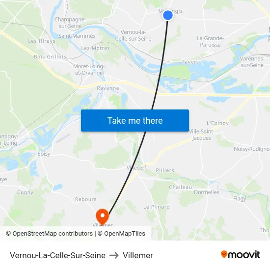 Vernou-La-Celle-Sur-Seine to Villemer map