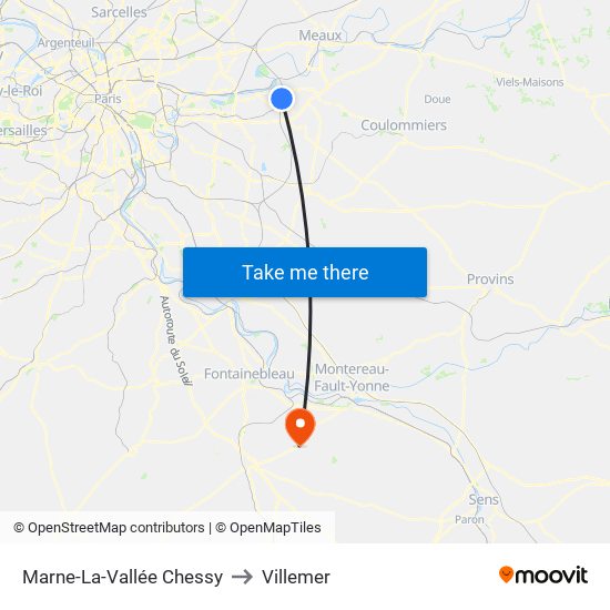 Marne-La-Vallée Chessy to Villemer map