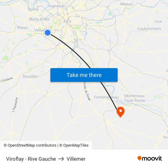 Viroflay - Rive Gauche to Villemer map