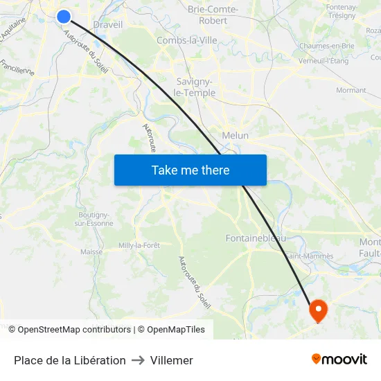 Place de la Libération to Villemer map