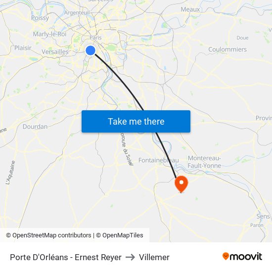 Porte D'Orléans - Ernest Reyer to Villemer map