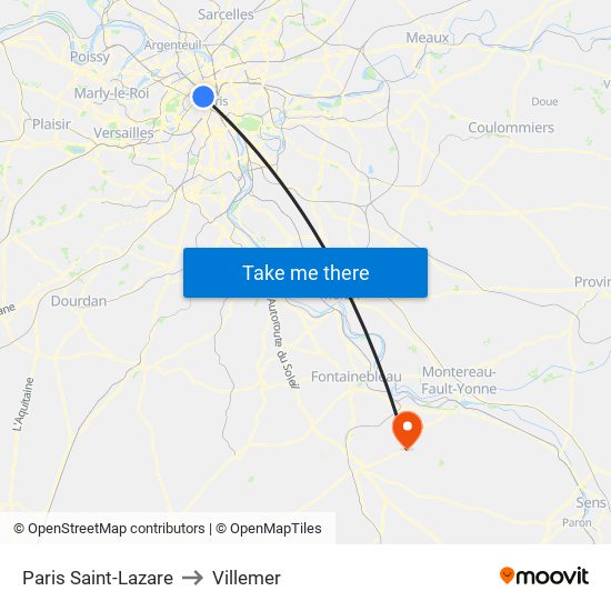 Paris Saint-Lazare to Villemer map