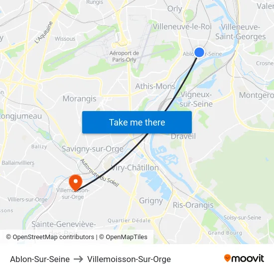 Ablon-Sur-Seine to Villemoisson-Sur-Orge map