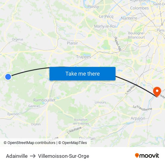 Adainville to Villemoisson-Sur-Orge map