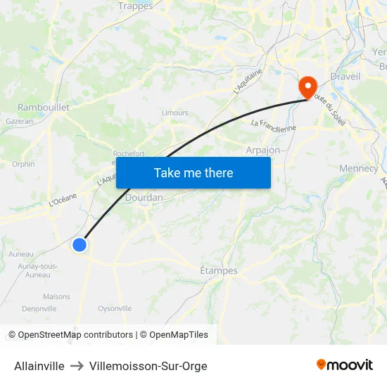 Allainville to Villemoisson-Sur-Orge map