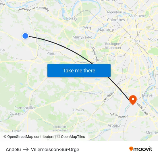 Andelu to Villemoisson-Sur-Orge map