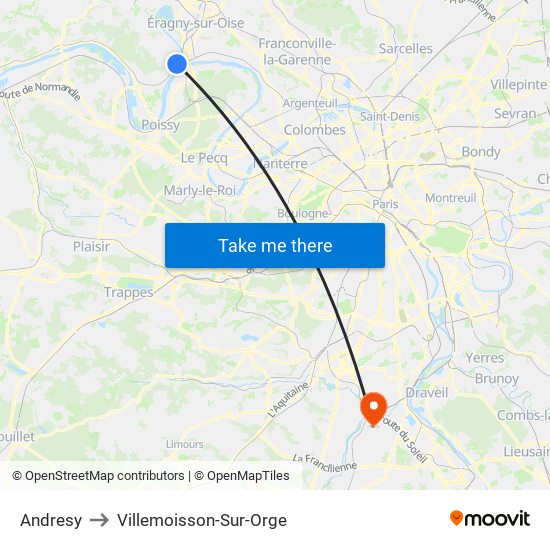 Andresy to Villemoisson-Sur-Orge map