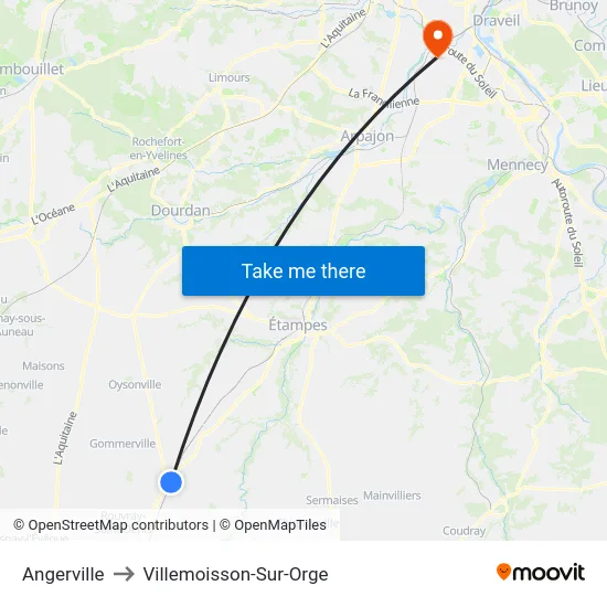 Angerville to Villemoisson-Sur-Orge map
