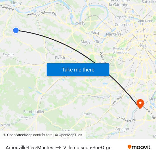 Arnouville-Les-Mantes to Villemoisson-Sur-Orge map
