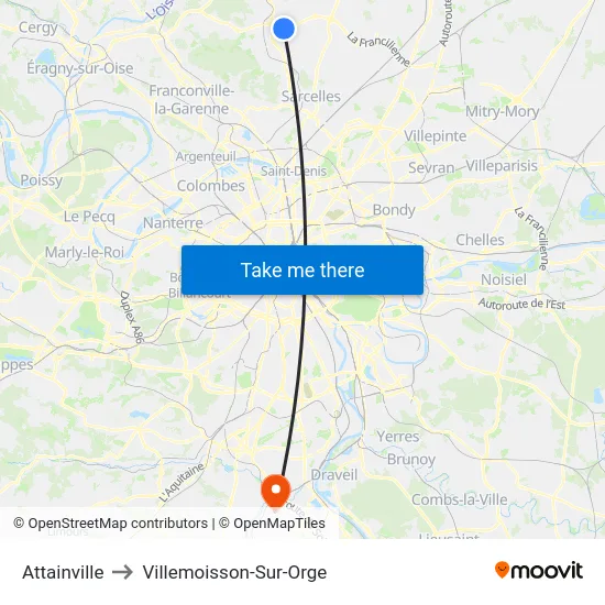 Attainville to Villemoisson-Sur-Orge map