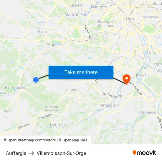 Auffargis to Villemoisson-Sur-Orge map