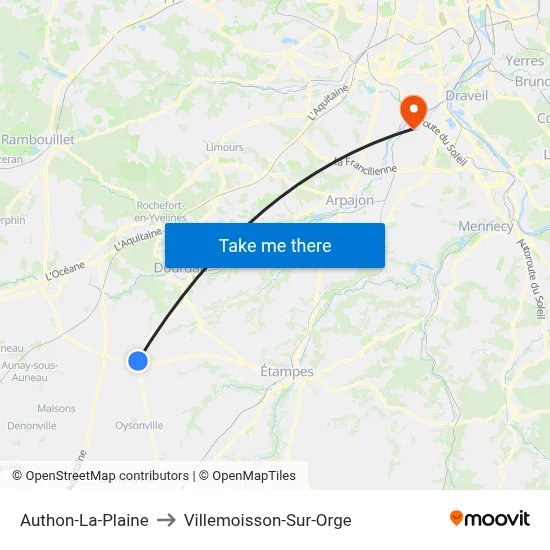 Authon-La-Plaine to Villemoisson-Sur-Orge map