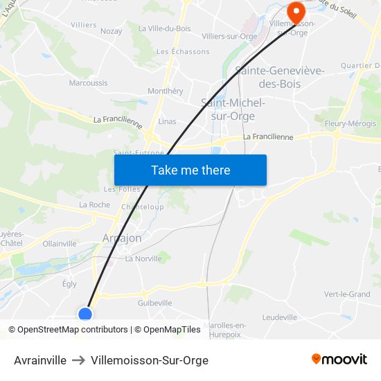 Avrainville to Villemoisson-Sur-Orge map