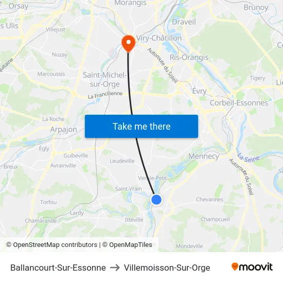 Ballancourt-Sur-Essonne to Villemoisson-Sur-Orge map