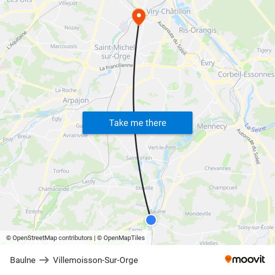 Baulne to Villemoisson-Sur-Orge map