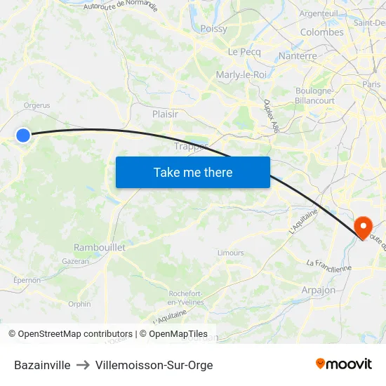 Bazainville to Villemoisson-Sur-Orge map