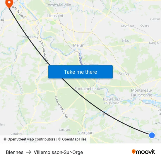 Blennes to Villemoisson-Sur-Orge map