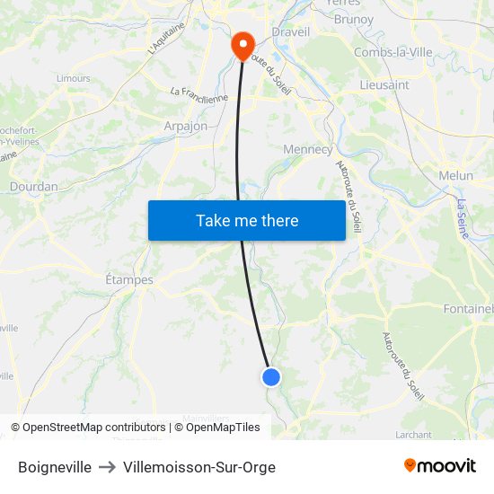 Boigneville to Villemoisson-Sur-Orge map