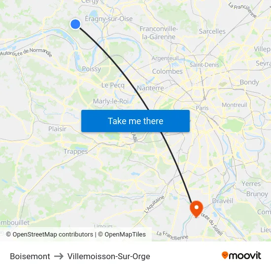 Boisemont to Villemoisson-Sur-Orge map