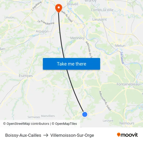 Boissy-Aux-Cailles to Villemoisson-Sur-Orge map