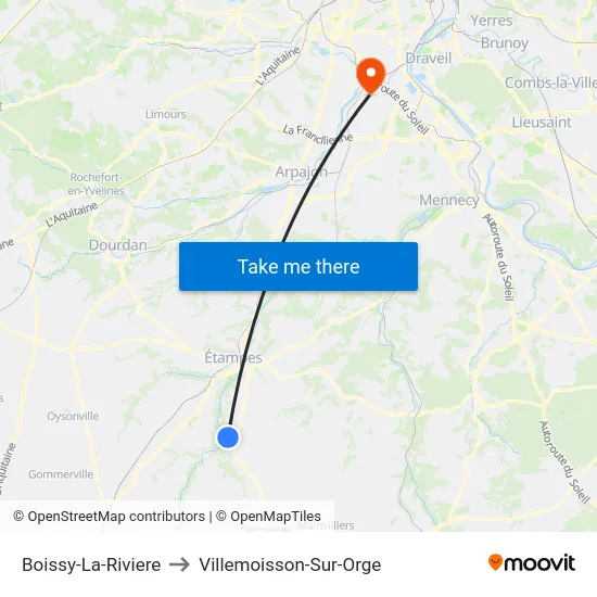 Boissy-La-Riviere to Villemoisson-Sur-Orge map