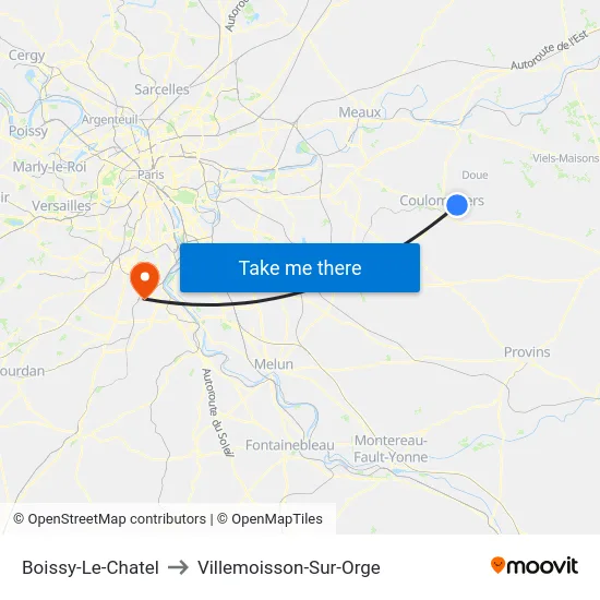 Boissy-Le-Chatel to Villemoisson-Sur-Orge map