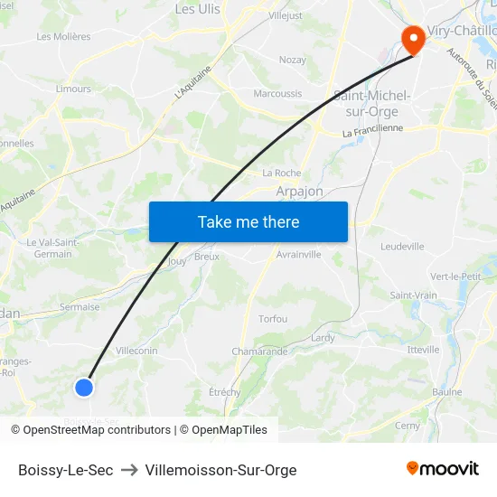 Boissy-Le-Sec to Villemoisson-Sur-Orge map