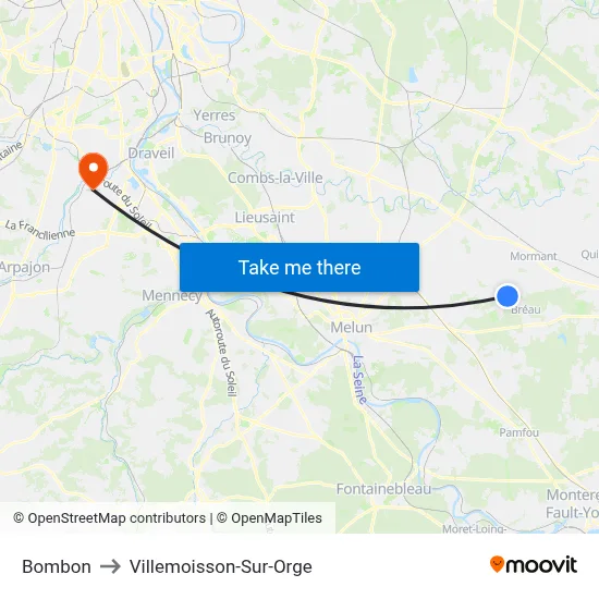 Bombon to Villemoisson-Sur-Orge map