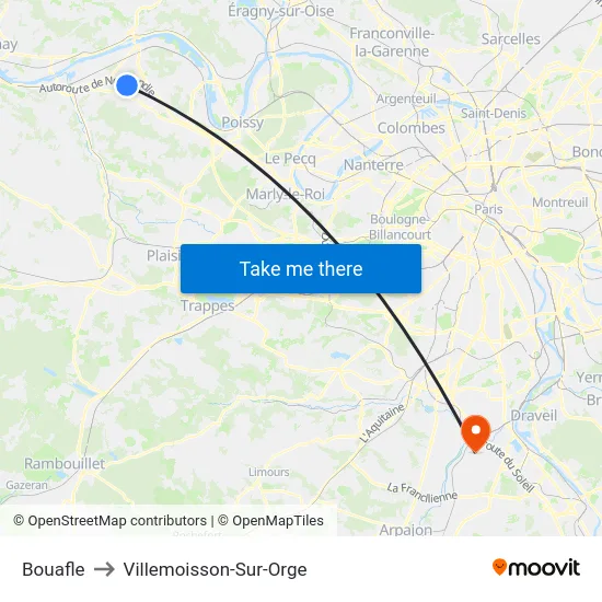 Bouafle to Villemoisson-Sur-Orge map