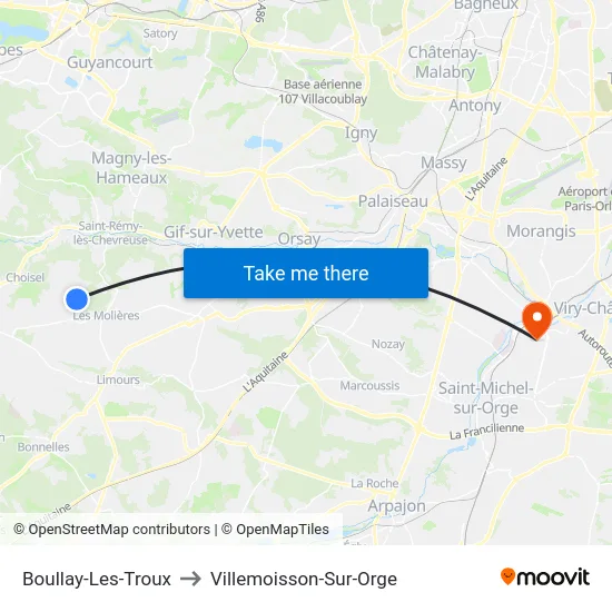 Boullay-Les-Troux to Villemoisson-Sur-Orge map