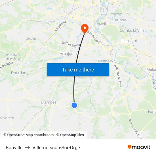 Bouville to Villemoisson-Sur-Orge map