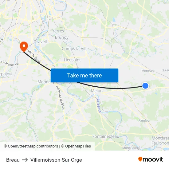 Breau to Villemoisson-Sur-Orge map