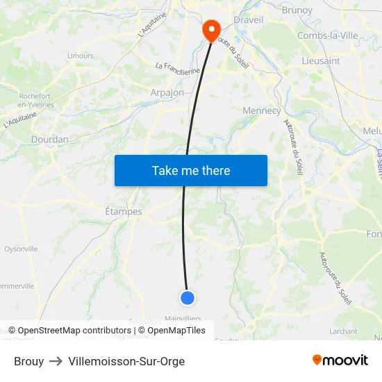Brouy to Villemoisson-Sur-Orge map