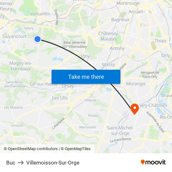 Buc to Villemoisson-Sur-Orge map