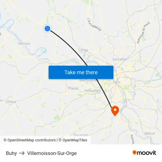 Buhy to Villemoisson-Sur-Orge map
