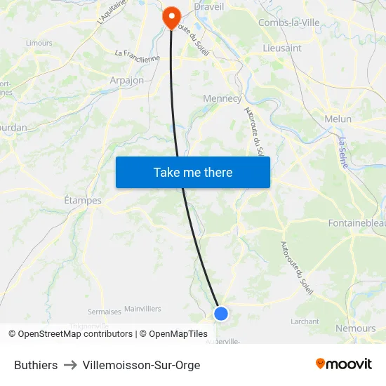 Buthiers to Villemoisson-Sur-Orge map