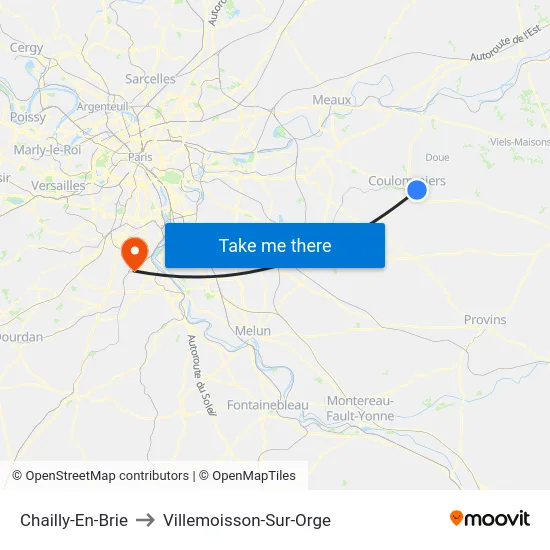 Chailly-En-Brie to Villemoisson-Sur-Orge map