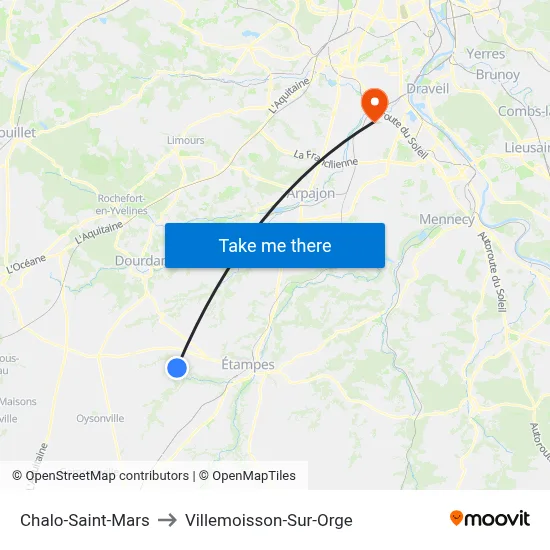 Chalo-Saint-Mars to Villemoisson-Sur-Orge map