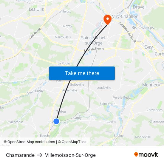 Chamarande to Villemoisson-Sur-Orge map