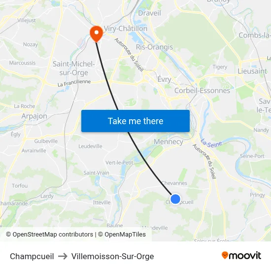 Champcueil to Villemoisson-Sur-Orge map