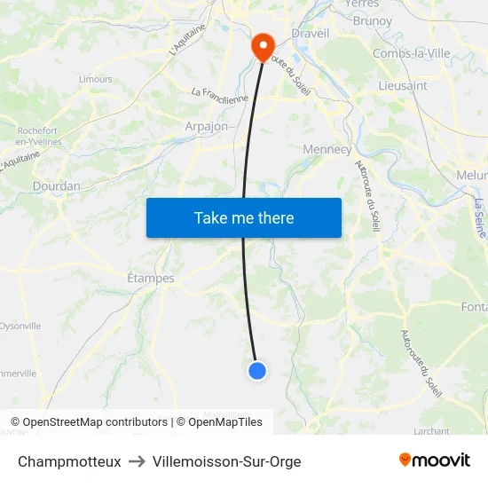 Champmotteux to Villemoisson-Sur-Orge map