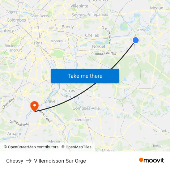 Chessy to Villemoisson-Sur-Orge map