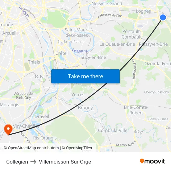 Collegien to Villemoisson-Sur-Orge map
