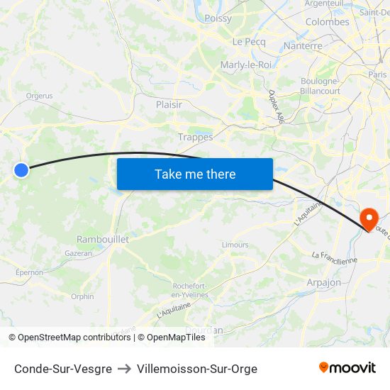 Conde-Sur-Vesgre to Villemoisson-Sur-Orge map