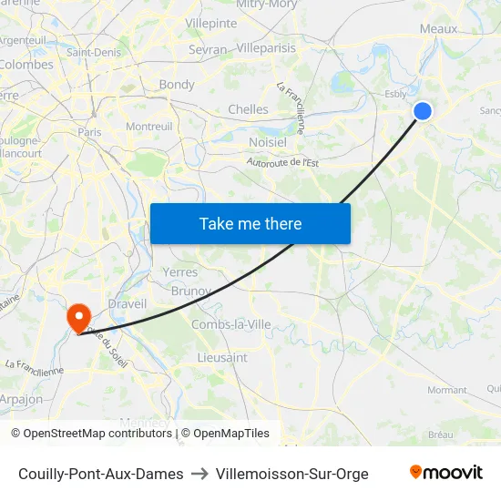 Couilly-Pont-Aux-Dames to Villemoisson-Sur-Orge map