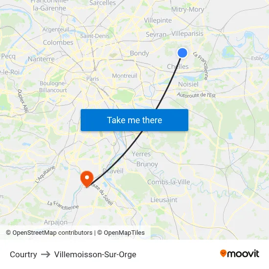 Courtry to Villemoisson-Sur-Orge map