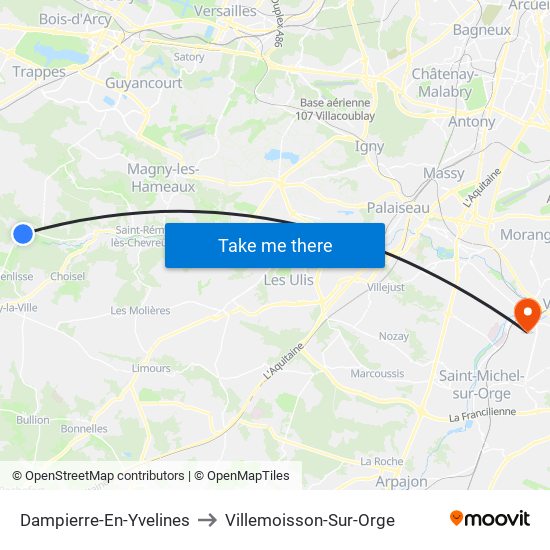 Dampierre-En-Yvelines to Villemoisson-Sur-Orge map