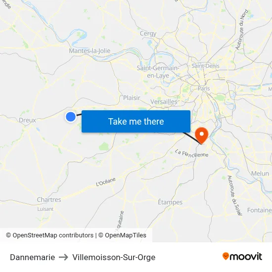 Dannemarie to Villemoisson-Sur-Orge map